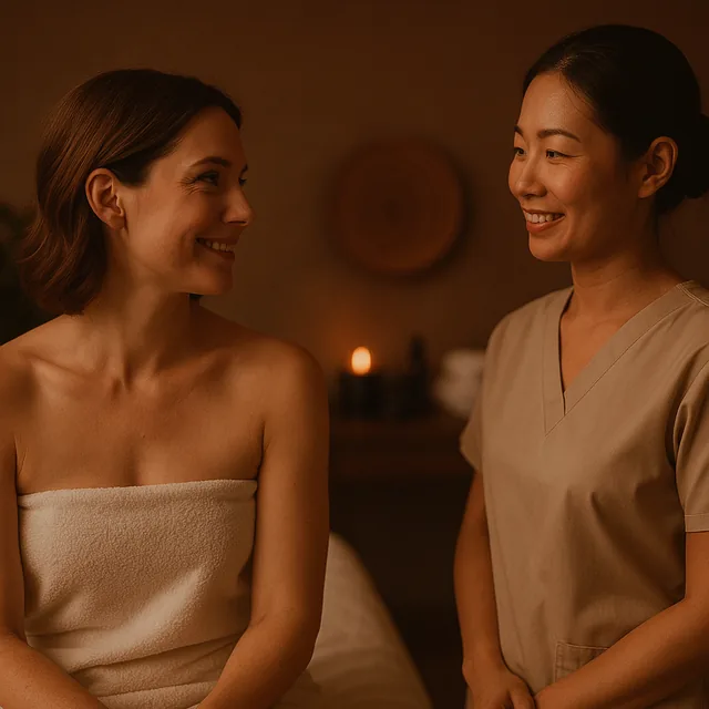 Therapist preparing a calm treatment room